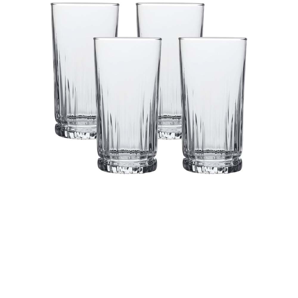Drinking Glasses Set 15 Ounce Glass Durable Dishwasher Safe Four Pieces